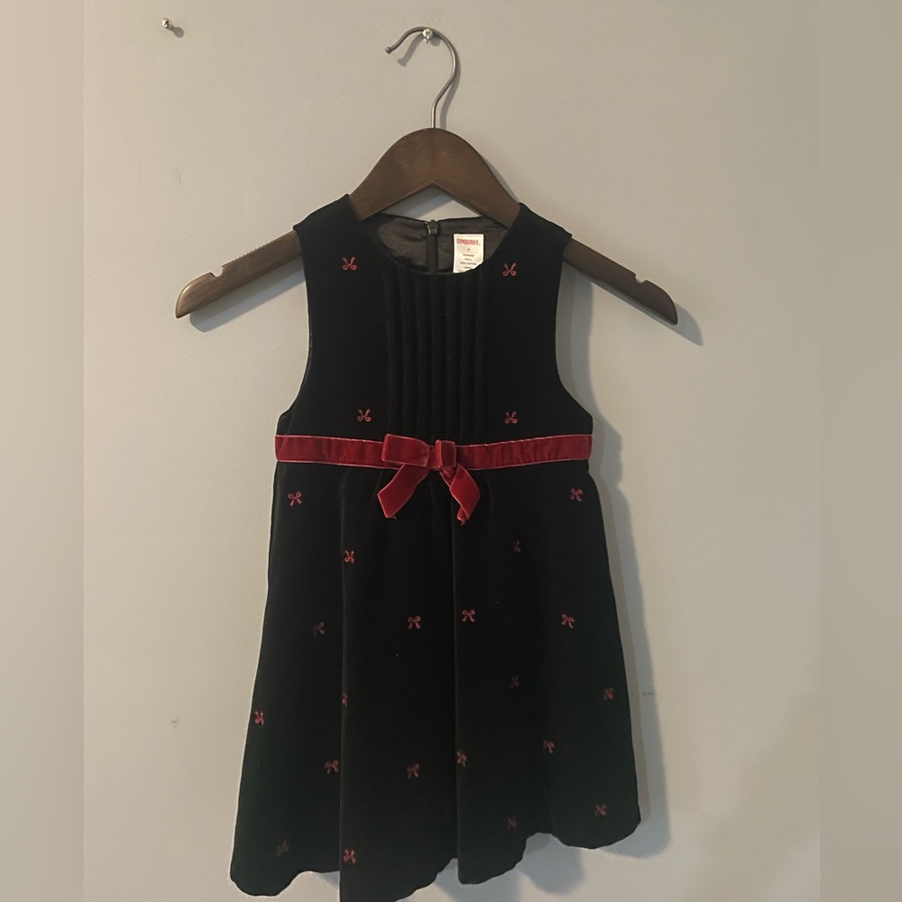 Gymboree Black & Red Velvet Bow Dress